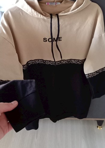 m Beden Işıltılı Kapüşonlu Rahat Kesim Sweatshirt