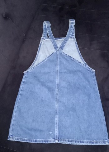 Nakışlı Mavi Denim Kısa Salopet - Görsel 4