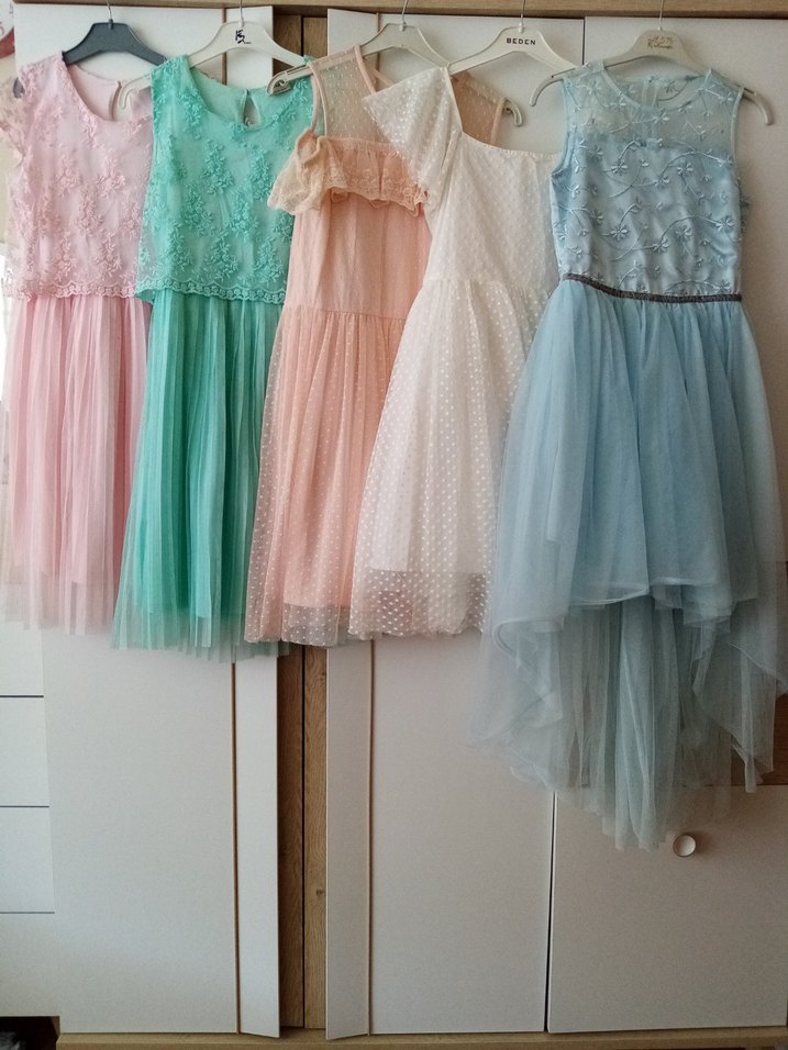 Pembe, Dantel İşlemeli, Askısız Kız Elbisesi - Görsel 2