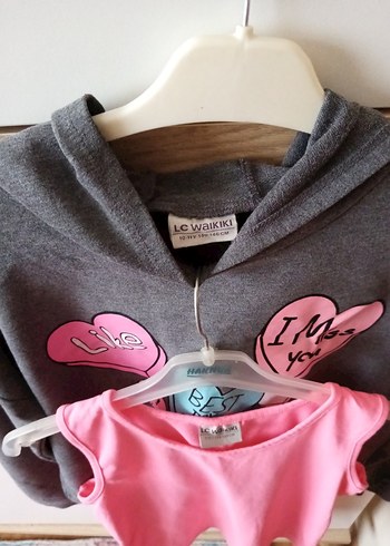 Kız Çocuk Gri Kapüşonlu Sweatshirt - Görsel 4