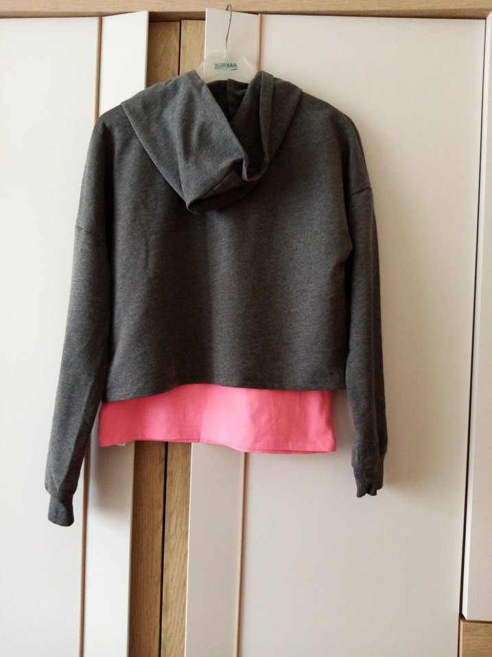 Kız Çocuk Gri Kapüşonlu Sweatshirt - Görsel 2