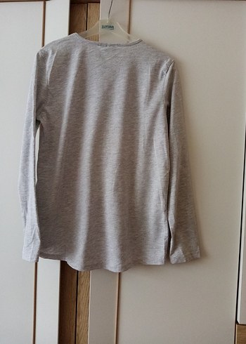 Kız Çocuk Gri Uzun Kollu Tişört - Görsel 2