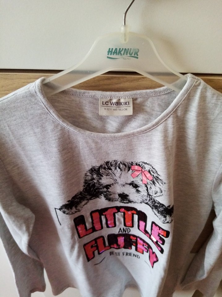 Kız Çocuk Gri Uzun Kollu Tişört - Görsel 3