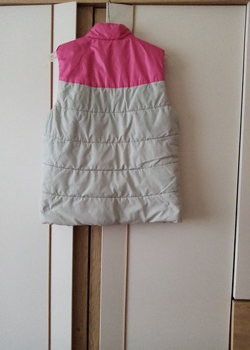 Kız Çocuk Pembe Gri Fermuarlı Yelek - Görsel 2