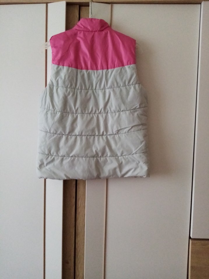 Kız Çocuk Pembe Gri Fermuarlı Yelek - Görsel 2