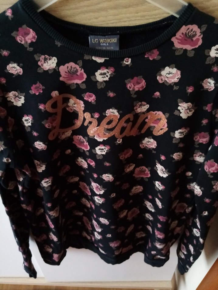 Kız çocuk Çiçekli Uzun Kollu Sweatshirt - Görsel 3