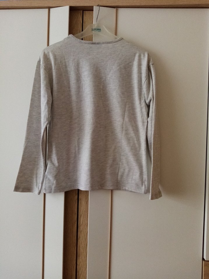 Kız Çocuk Gri Uzun Kollu Baskılı Tişört - Görsel 2