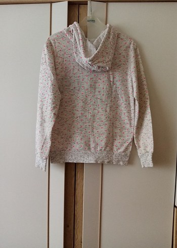 Kız Çocuk Kapüşonlu Gri Pembe Sweatshirt - Görsel 2