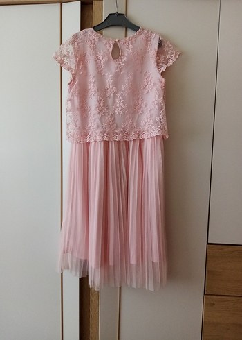LC Waikiki Dantel Detaylı Pudra Pembe Kız Elbise