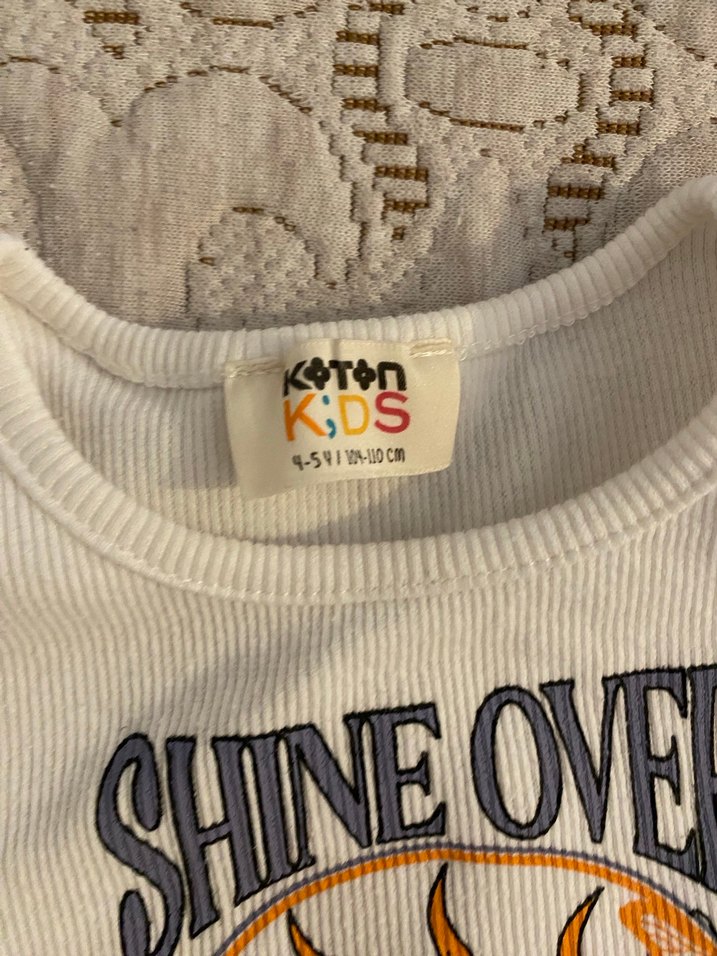 Kız Çocuk Beyaz Baskılı Kısa Kollu Tişört - Görsel 2