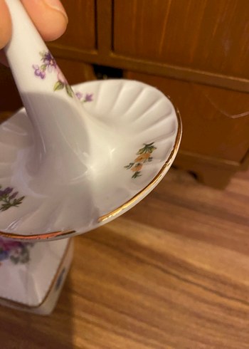 Çiçek Desenli Vintage Kalp Kutusu ve Tabak yüzüklü - Görsel 7