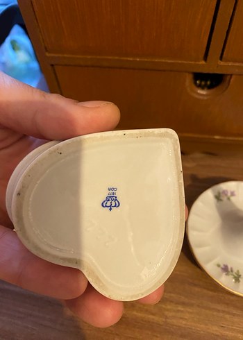 Çiçek Desenli Vintage Kalp Kutusu ve Tabak yüzüklü - Görsel 4