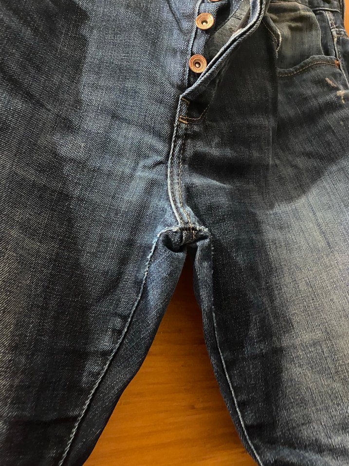 Düğmeli Lacivert Erkek Denim Pantolon - Görsel 2