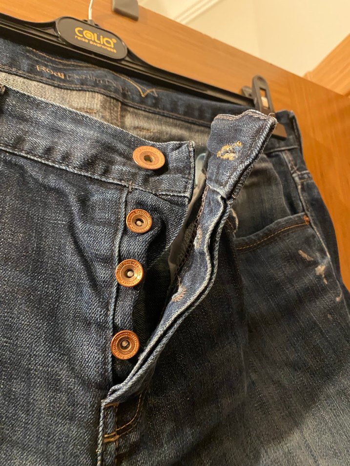 Düğmeli Lacivert Erkek Denim Pantolon - Görsel 3