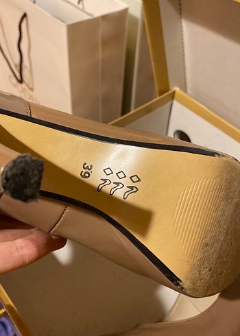 Bej Deri Platform Topuklu Kadın Stiletto - Görsel 4