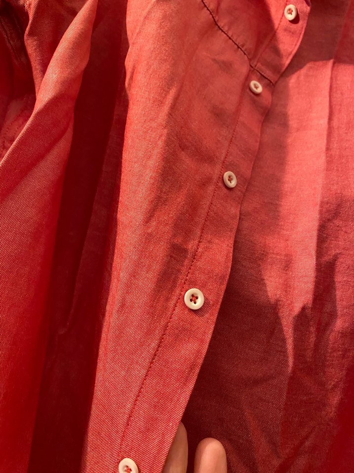 Erkek  Kırmızı Keten Düğmeli Gömlek - Görsel 2