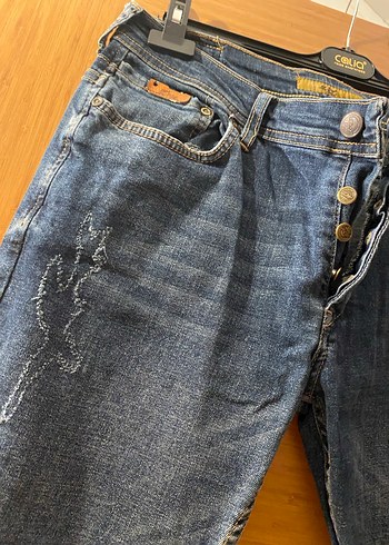 Erkek  Mavi Denim Midi Boy Kot Pantolon - Görsel 4