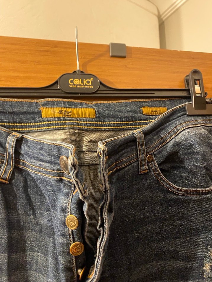 Erkek  Mavi Denim Midi Boy Kot Pantolon - Görsel 5