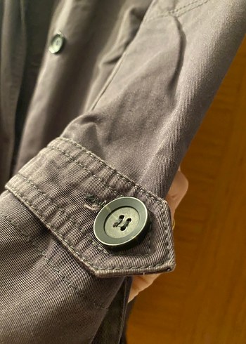 Gri Düğmeli Midi erkek Trençkot - Görsel 5