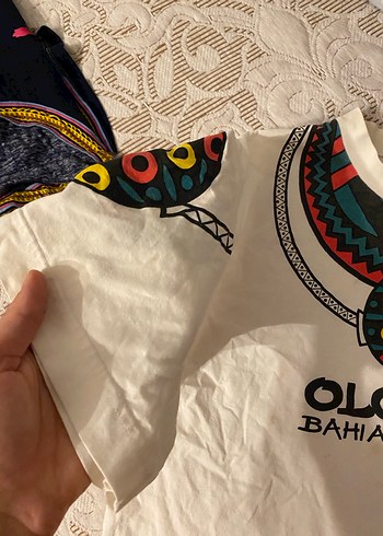 Baskılı Beyaz Bohem Hamile Tişörtü - Görsel 2