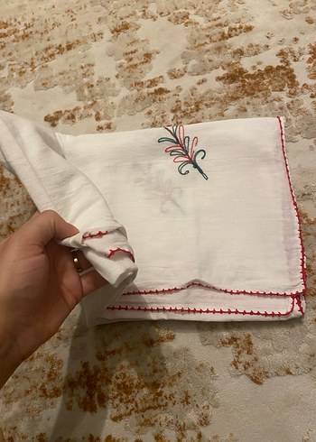 Nakışlı Bohem Beyaz Masa Örtüsü - Görsel 7