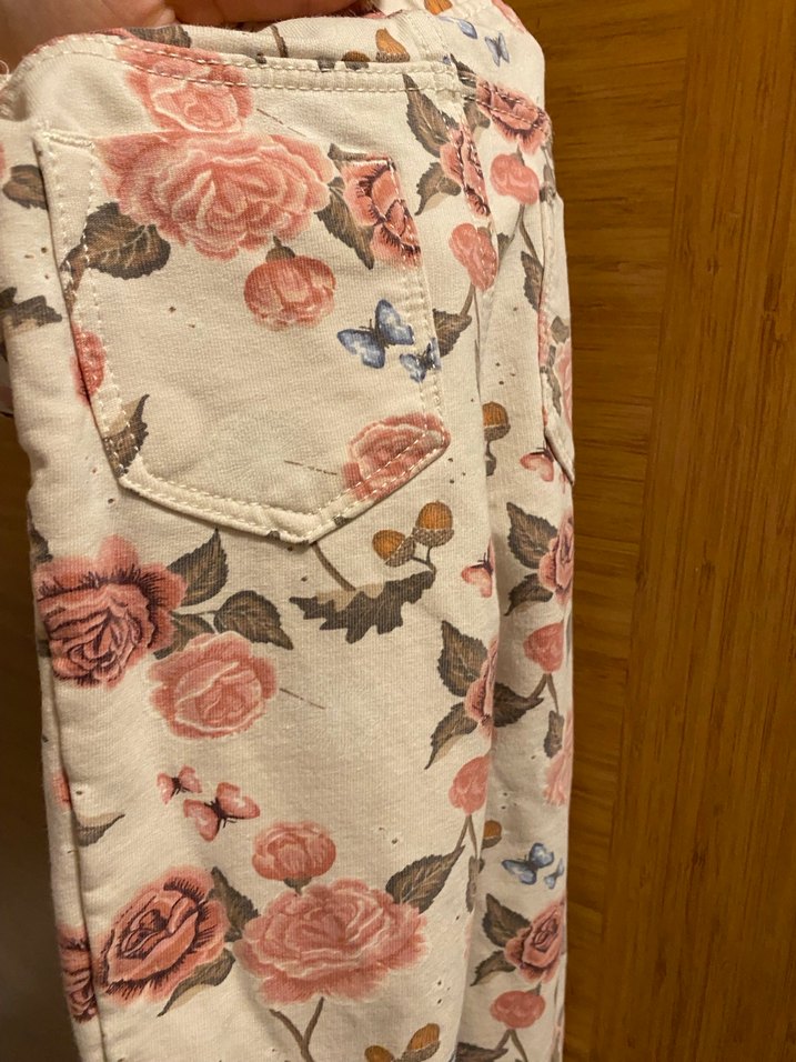 Çiçek Desenli Bej Kız Tayt - Görsel 4