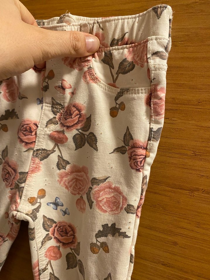 Çiçek Desenli Bej Kız Tayt - Görsel 2