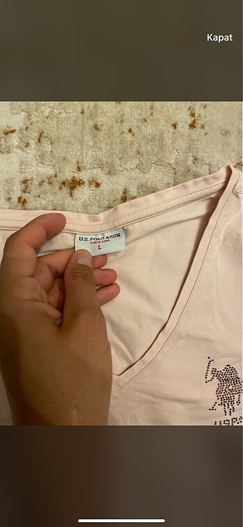 U.S Polo Assn. Pembe ve beyaz polo marka tişört