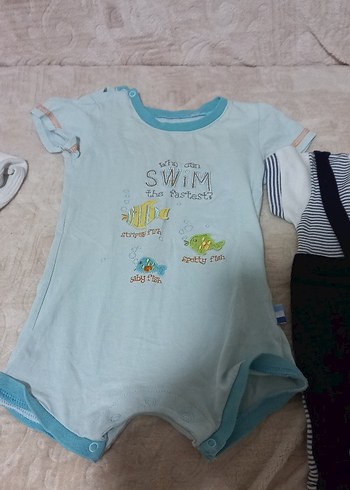 Mavi Triko Kısa Kollu Bebek Body - Görsel 3