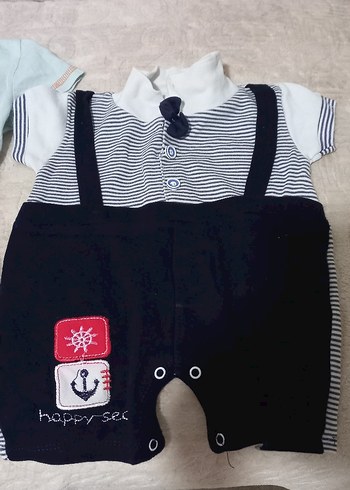 Mavi Triko Kısa Kollu Bebek Body - Görsel 2