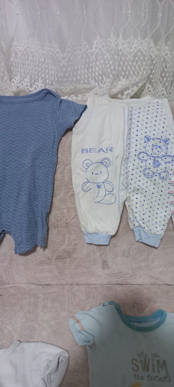 Mavi Triko Kısa Kollu Bebek Body - Görsel 5