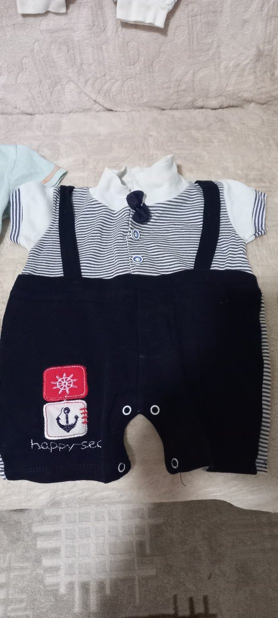 Mavi Triko Kısa Kollu Bebek Body - Görsel 2