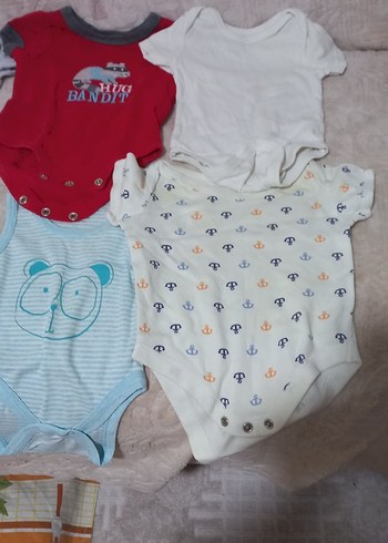 Erkek Bebek Kısa Kollu Gri Pamuk Body - Görsel 4