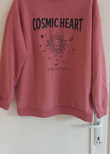 Pembe Baskılı Uzun Kollu Kadın Sweatshirt