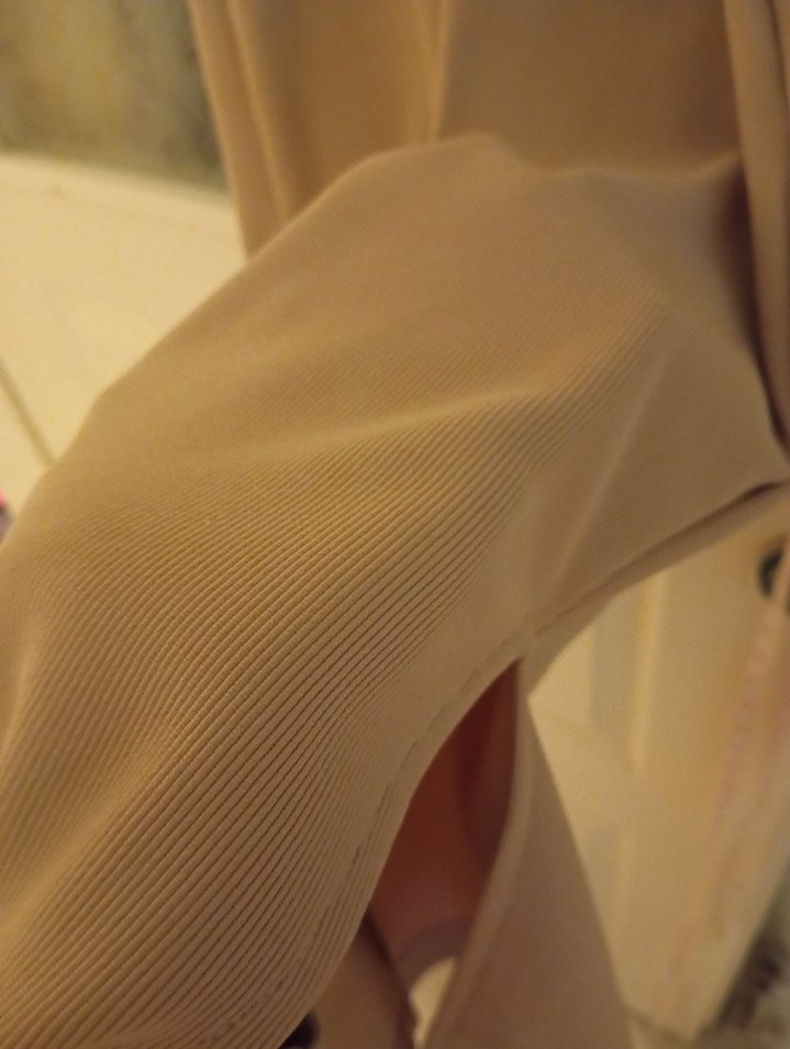 Bej Uzun Düz Kesim Kolsuz Elbise - Görsel 3