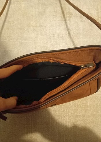 Kahverengi Süet Kadın Omuz Çantası - Görsel 5