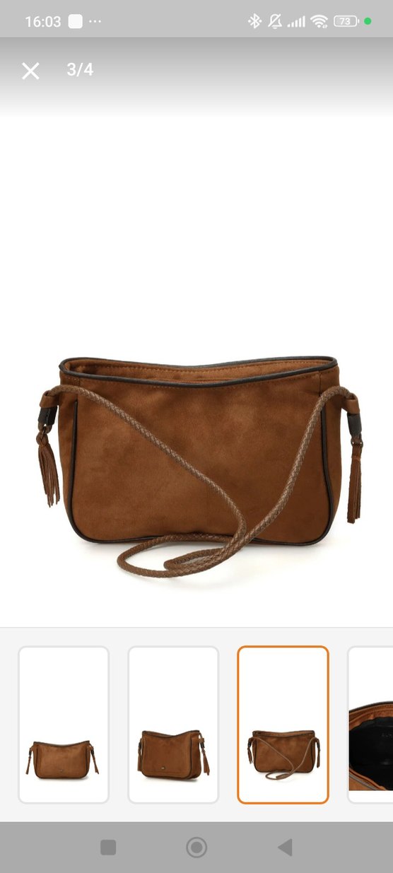 Kahverengi Süet Kadın Omuz Çantası - Görsel 2