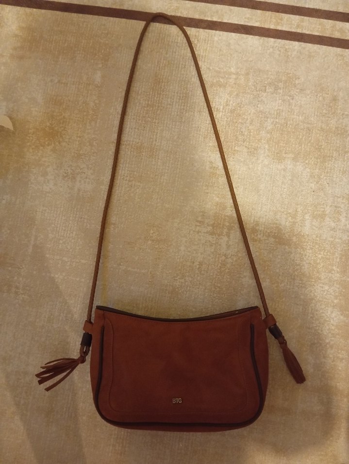 Kahverengi Süet Kadın Omuz Çantası - Görsel 3