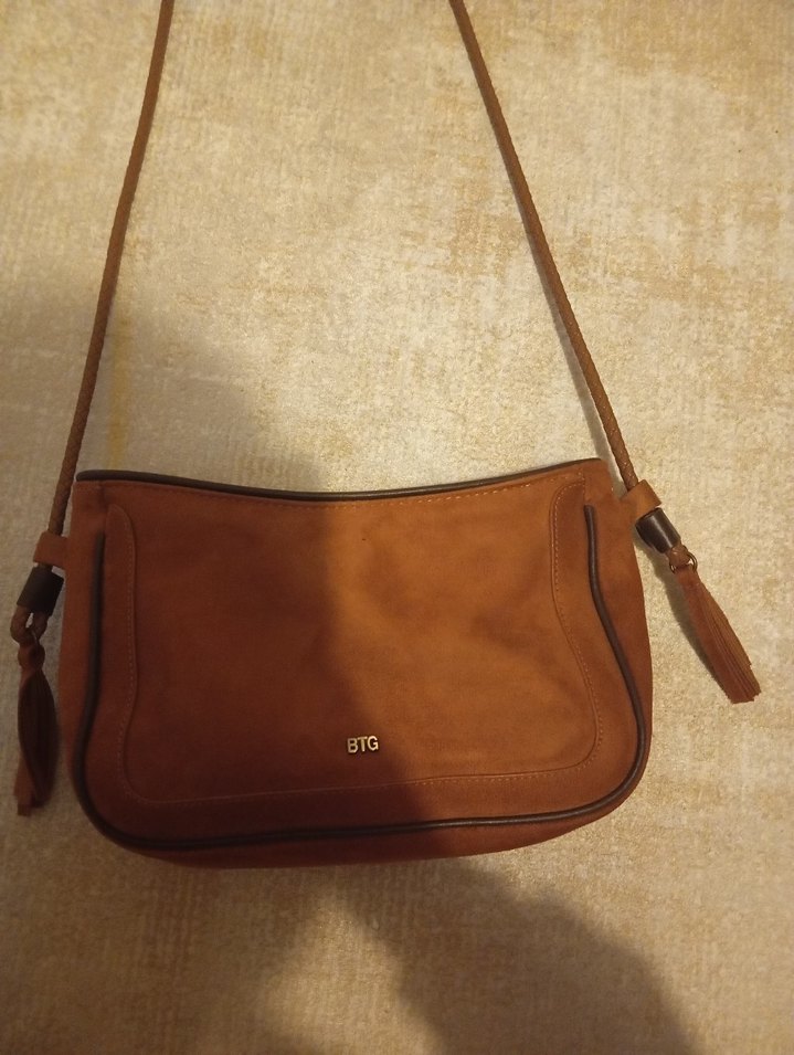 Kahverengi Süet Kadın Omuz Çantası - Görsel 4