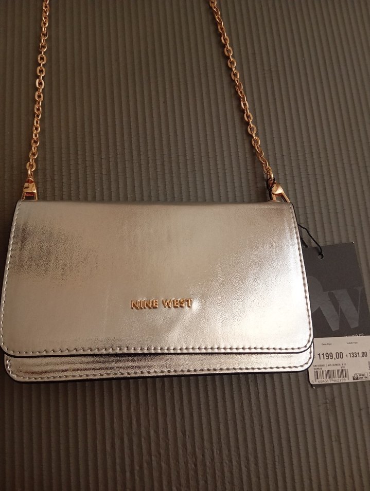 Zincir Detaylı Gri Deri Kadın Çanta - Görsel 2