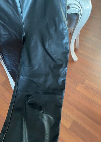 l Beden siyah Renk Siyah Deri Kadın Kemerli Pantolon