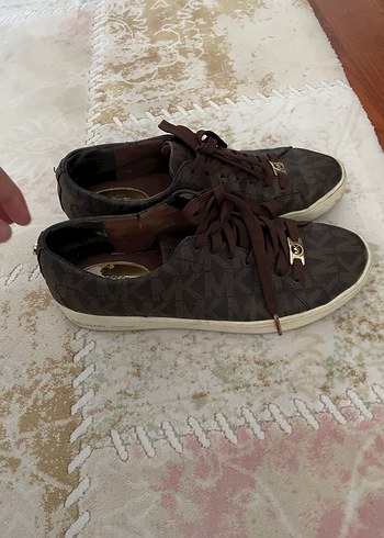 39 Beden Kahverengi Deri Kadın Sneakers