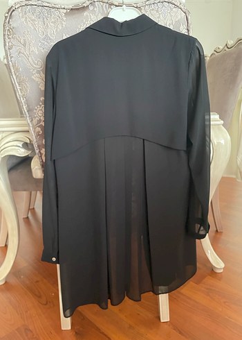 Drapeli Siyah Uzun Hamile Ceketi - Görsel 4