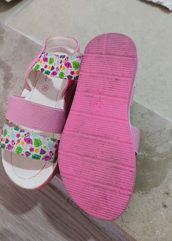 Decathlon Pembe Baskılı Kız Sandaletleri Velcro Bantlı