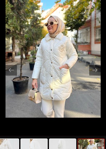 Düğmeli Beyaz Midi Kadın Ceket - Görsel 3