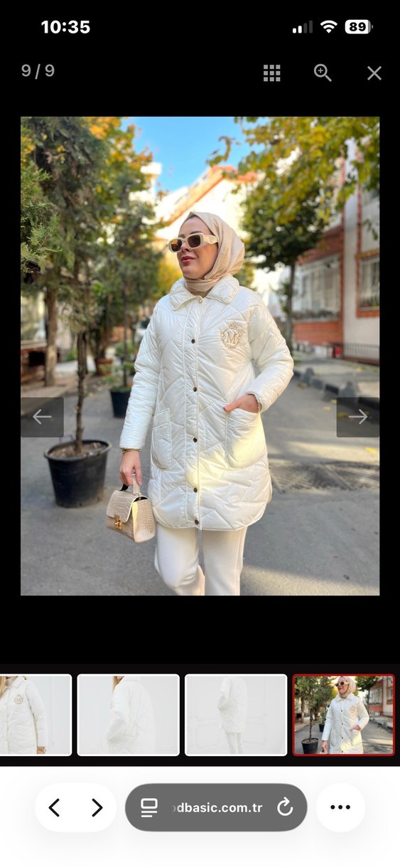 Düğmeli Beyaz Midi Kadın Ceket - Görsel 3