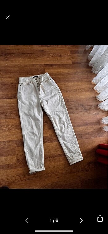 Krem pantolon kot pantolon