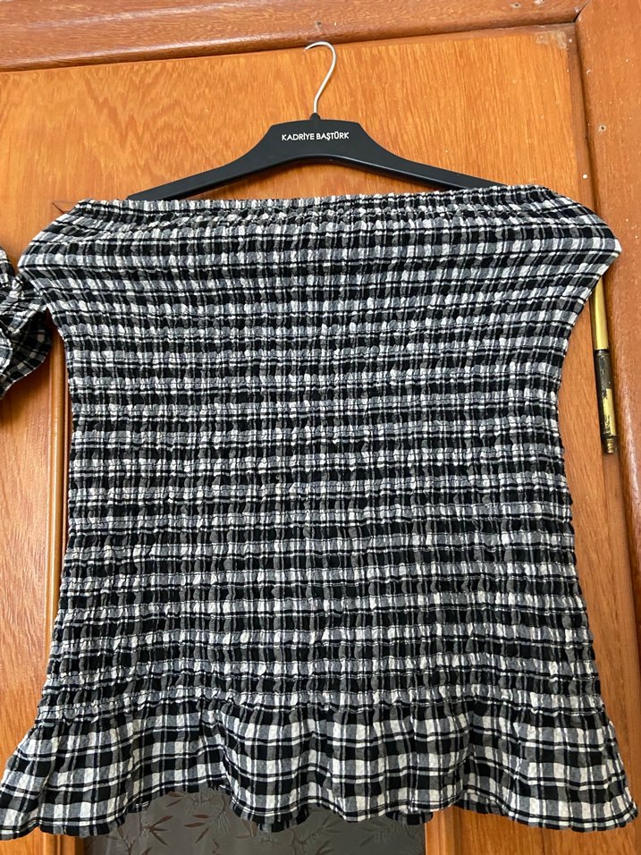 Gri Pileli Kısa Kollu Mini Bluz - Görsel 3