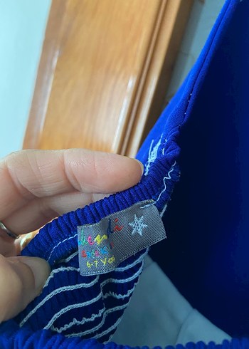 Kız Çocuk Mavi Fırfırlı Bohem Elbise - Görsel 3