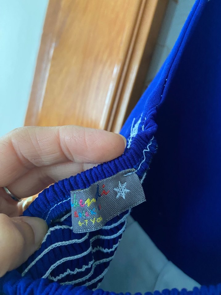 Kız Çocuk Mavi Fırfırlı Bohem Elbise - Görsel 3